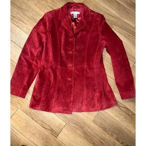 Pursuits Ltd. Womens Red Suede Leather Blazer - Size M